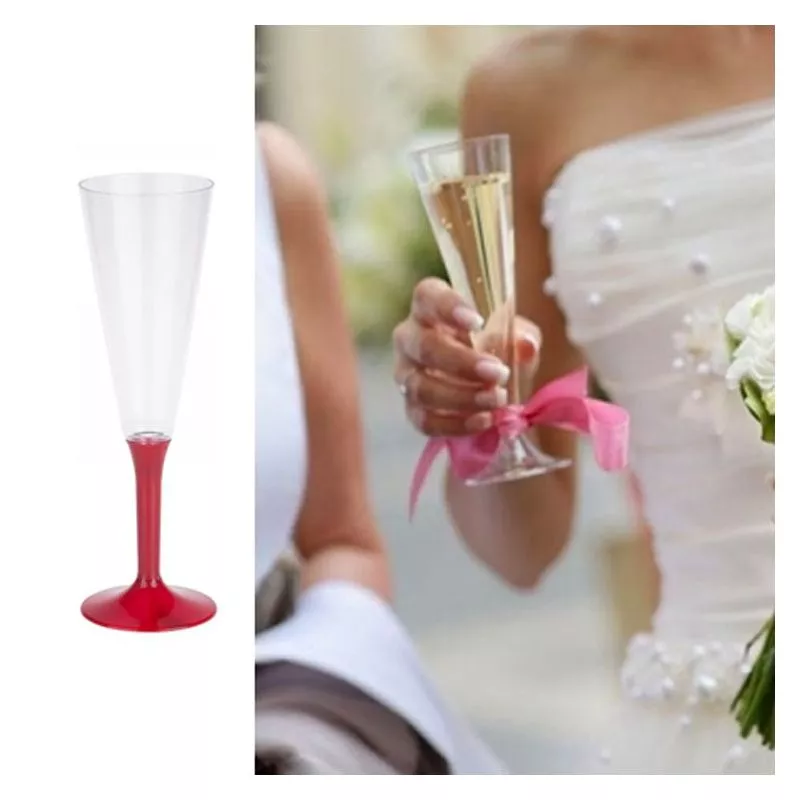 Flûte champagne plastique 13cl (10psc) - Rouge