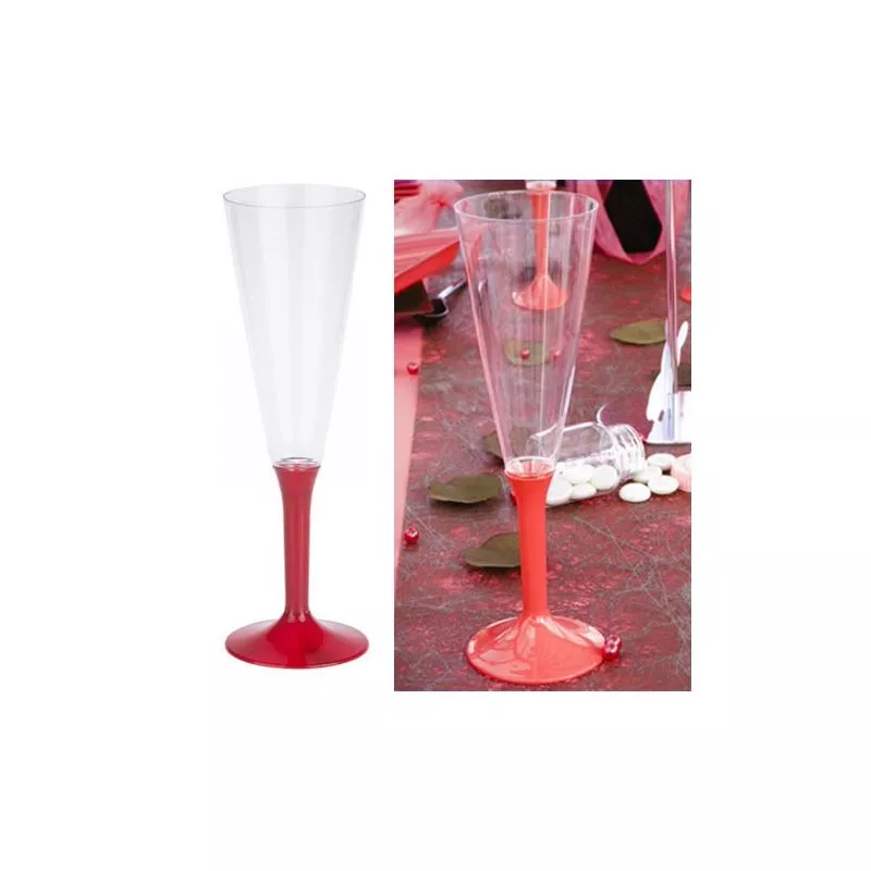 Flûte champagne plastique 13cl (10psc) - Rouge