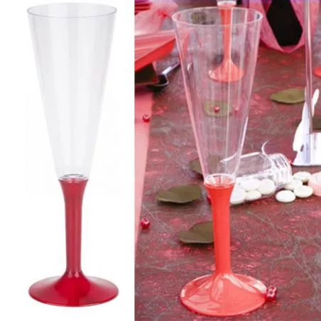 Flûte champagne plastique 13cl (10psc) - Rouge