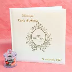 Livre d'or mariage personnalisé "Just Married"