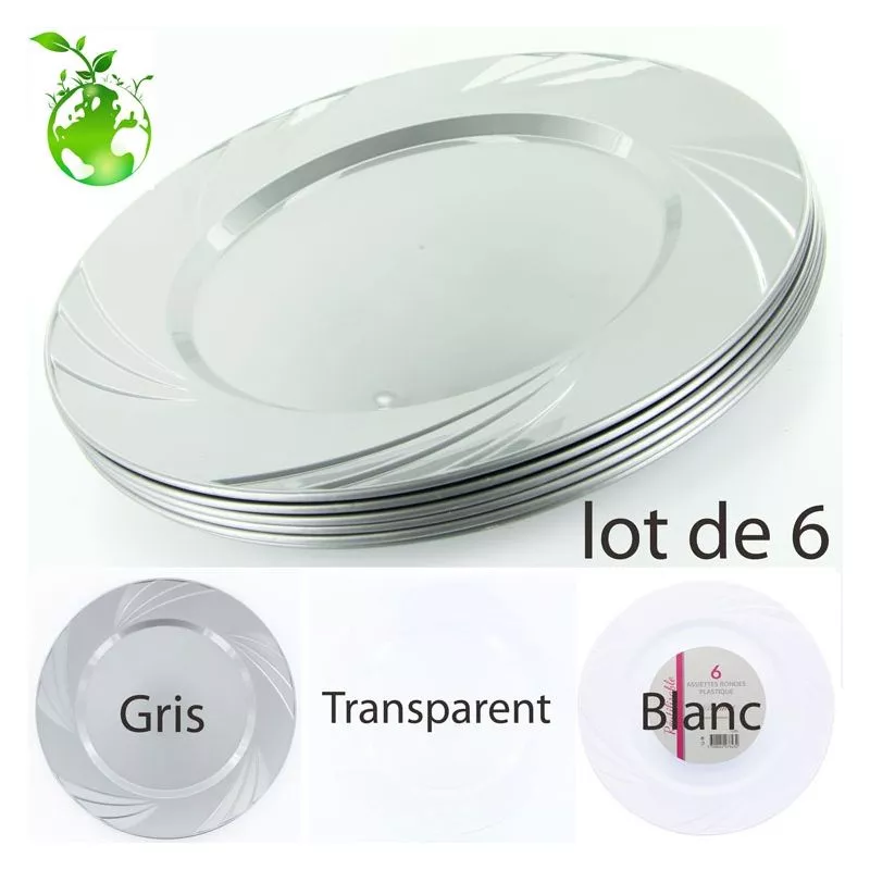 Assiette plastique reutilisable les 6  (45gr)