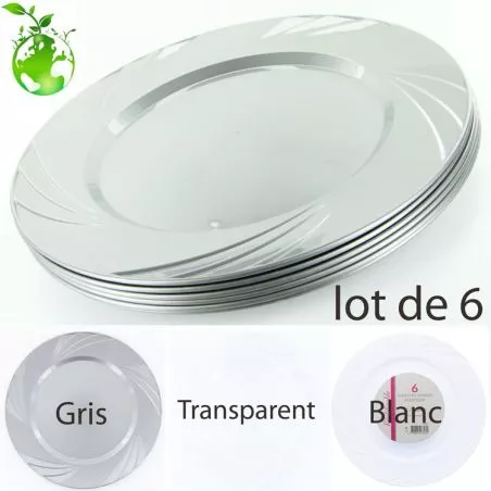 Assiette plastique reutilisable les 6  (45gr)
