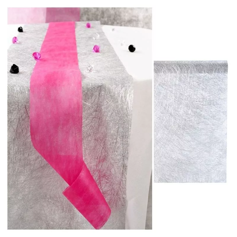 10m Chemin de table gris argenté