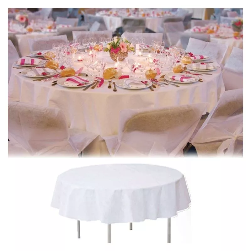 Nappe de table blanche rond mariage 240cm
