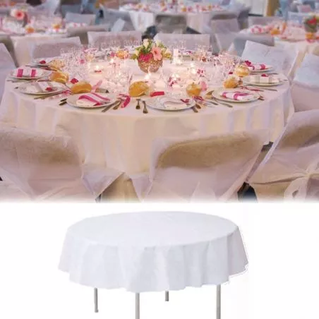 Nappe de table blanche rond mariage 240cm
