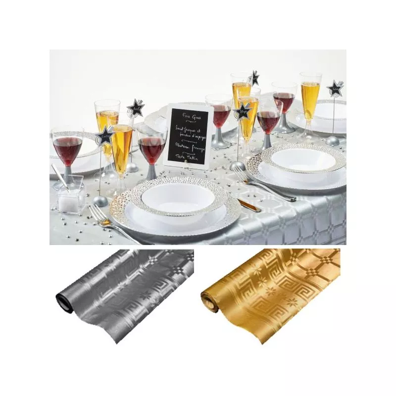 Nappe papier jetable Or,Argent 5M