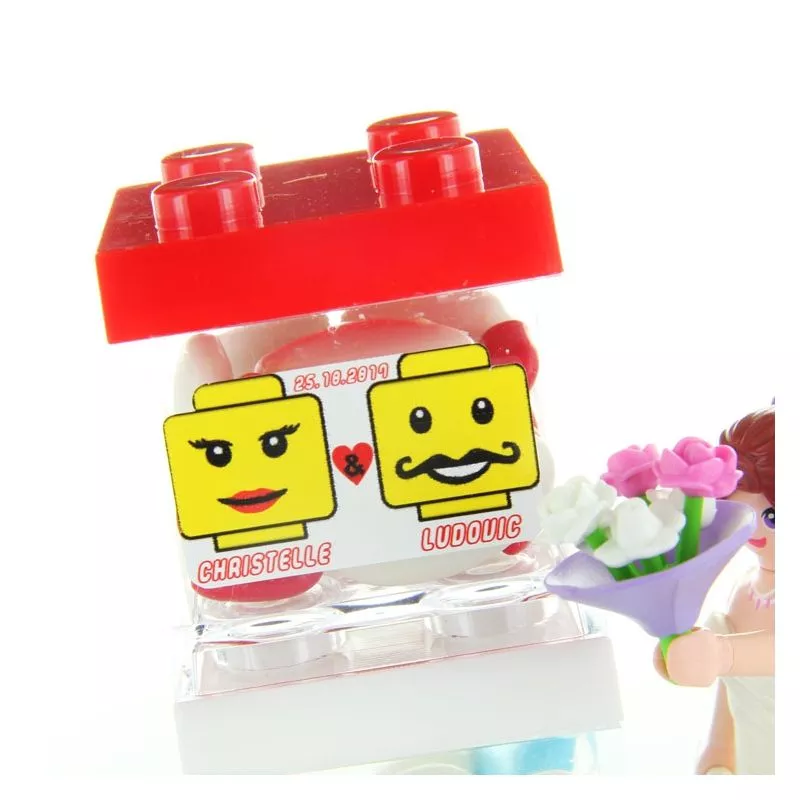Etiquette dragées mariage sticker - LEGO