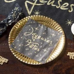 Serviette de table jetable Joyeux fêtes Noir (20 pièces)