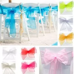 Noeud housse de chaise mariage tissu Organza