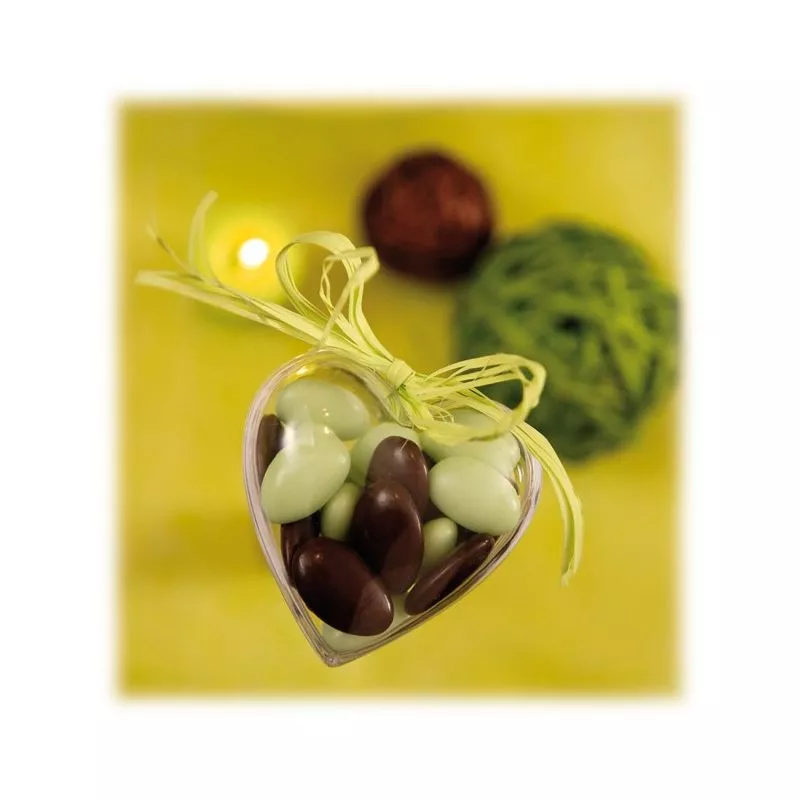 Coeur à dragées plastique transparent