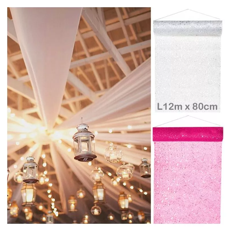 Tenture mariage tulle Pailleté 12m x 80cm