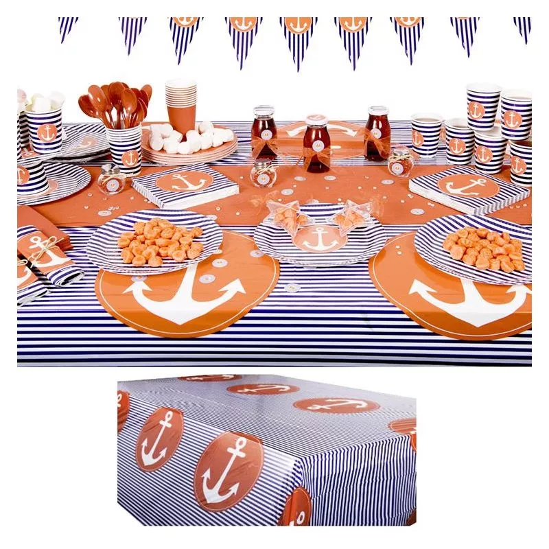 Nappe jetable plastique table enfant - Marin