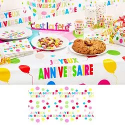 Nappe plastique jetable Joyeux anniversaire (ballons)