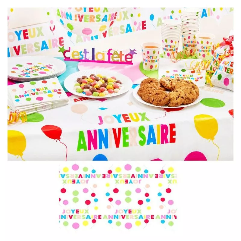 Nappe plastique jetable Joyeux anniversaire (ballons)