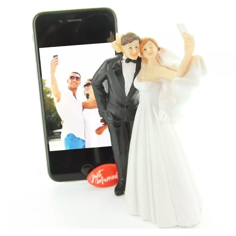 Figurine gâteau mariage - Couple Selfi