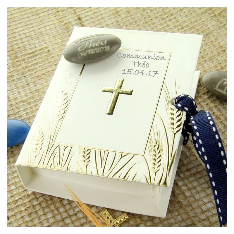 Boite dragées communion livre Bible (lot de 10)