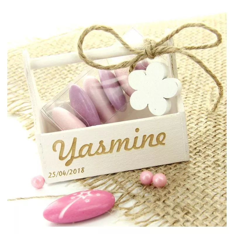 Panier dragées en bois - Personnalisé
