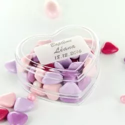 Boite dragées transparent Coeur plat