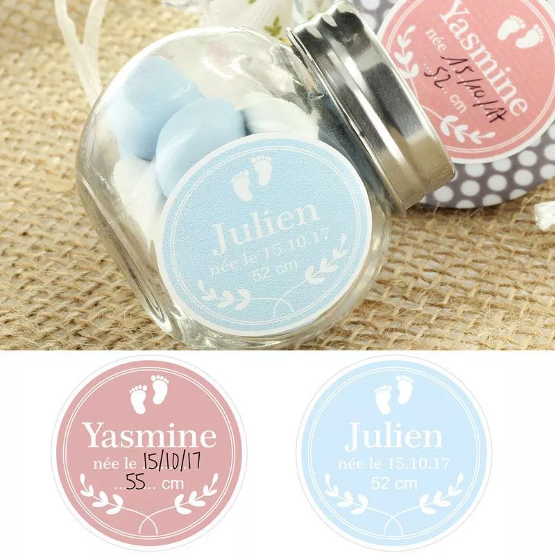 Étiquettes dragées stickers Naissance