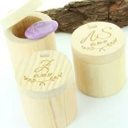 Boite dragées boite en bois massif gravée - Ronde