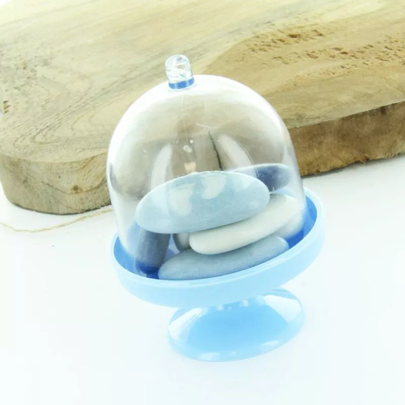 6 boites dragées baptême Cloche - Bleu