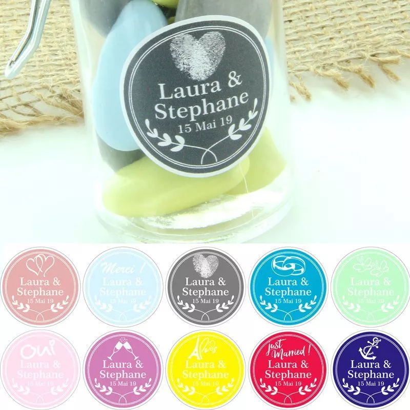Etiquette dragées Mariage autocollante Vintage (16psc)