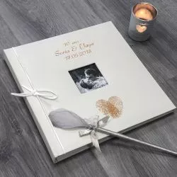 Livre d'or mariage personnalisé / Album photo - Cœur empreintes