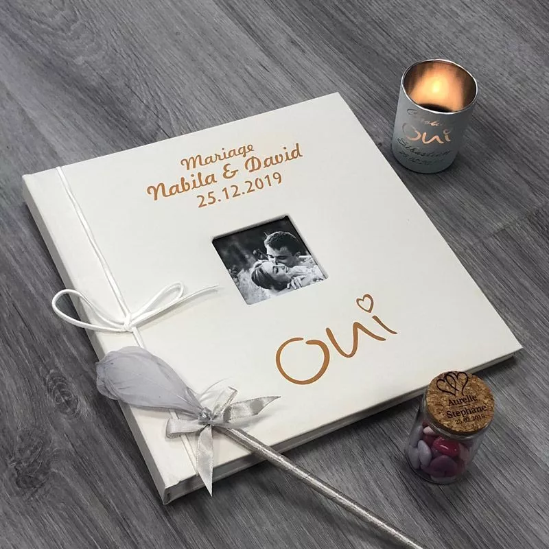Livre d'or mariage personnalisé / Album photo - Oui