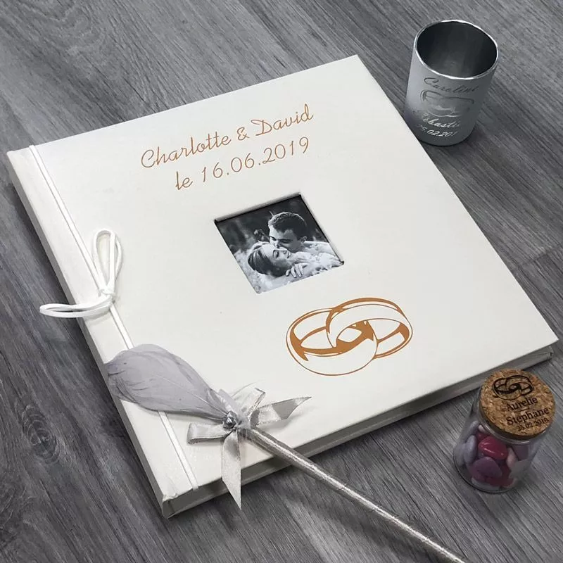 Livre d'or personnalisé / Album photo - Alliances mariage