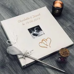 Livre d'or mariage personnalisé / Album photo - Cœurs