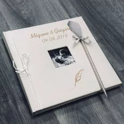 Livre d'or personnalisé / Album photo Cuir - Plume