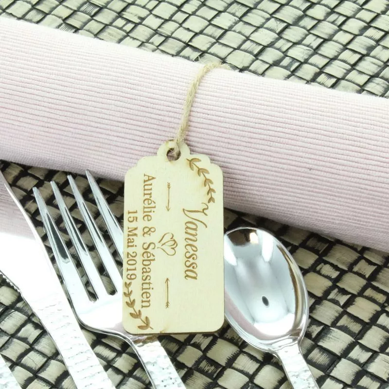 Etiquettes marque place bois Personnalisée