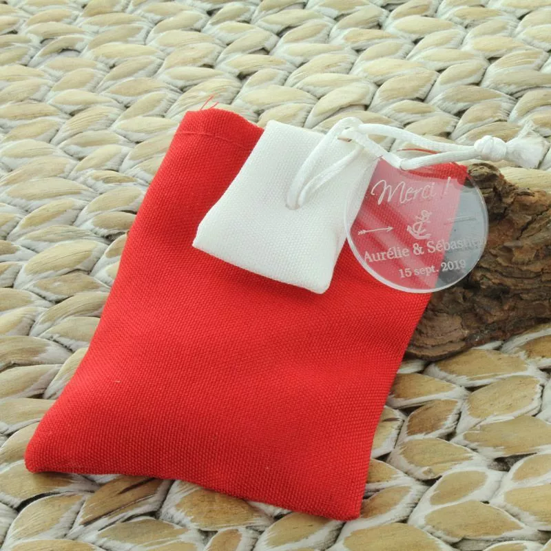 Bourse dragées Italienne Coton (12pcs) Rouge