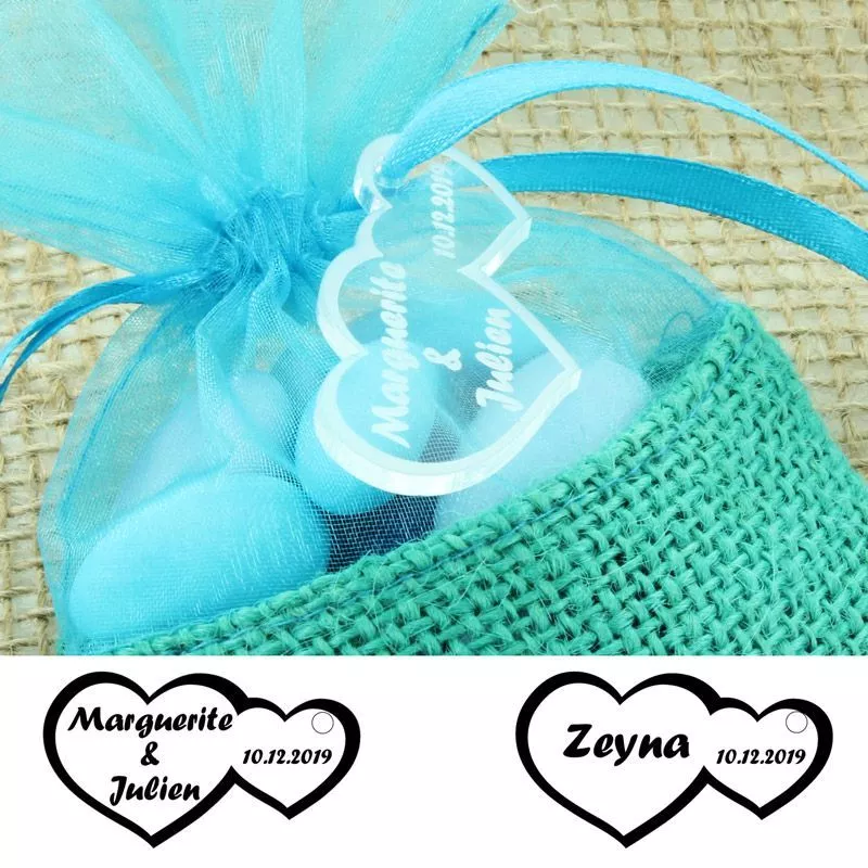Etiquettes dragées Plexi Coeur