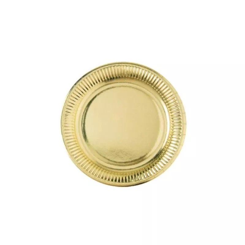 Assiette jetable Ø23cm Ronde (lot 8) - Dorée