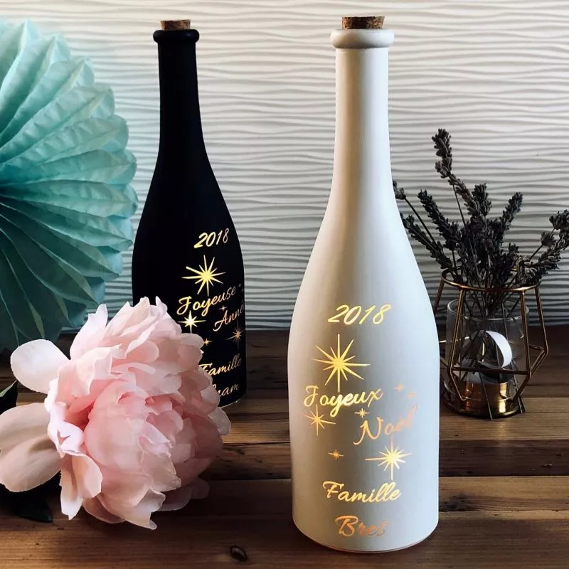 Bouteille lumineuse Personnalisée - Joyeux Noël