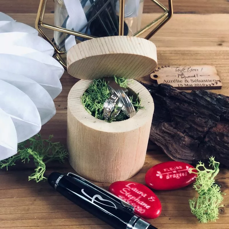 Boite alliance personnalisé en bois Mariage