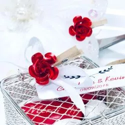 Bouton de rose métal sur pince (lot de 24)