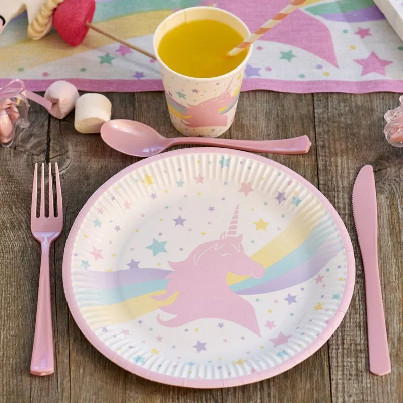Assiette anniversaire jetable Licorne X8