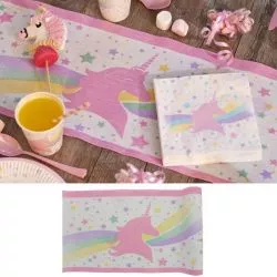 Chemin table anniversaire licorne - Coton