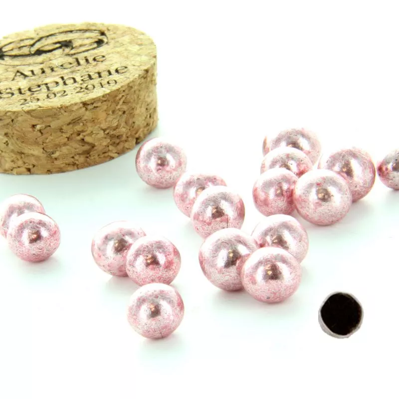 Perle argentée au chocolat - Rose