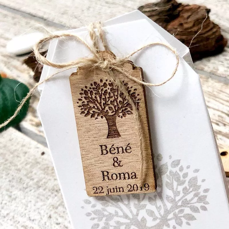 Etiquettes dragées bois arbre (Lot de 20)