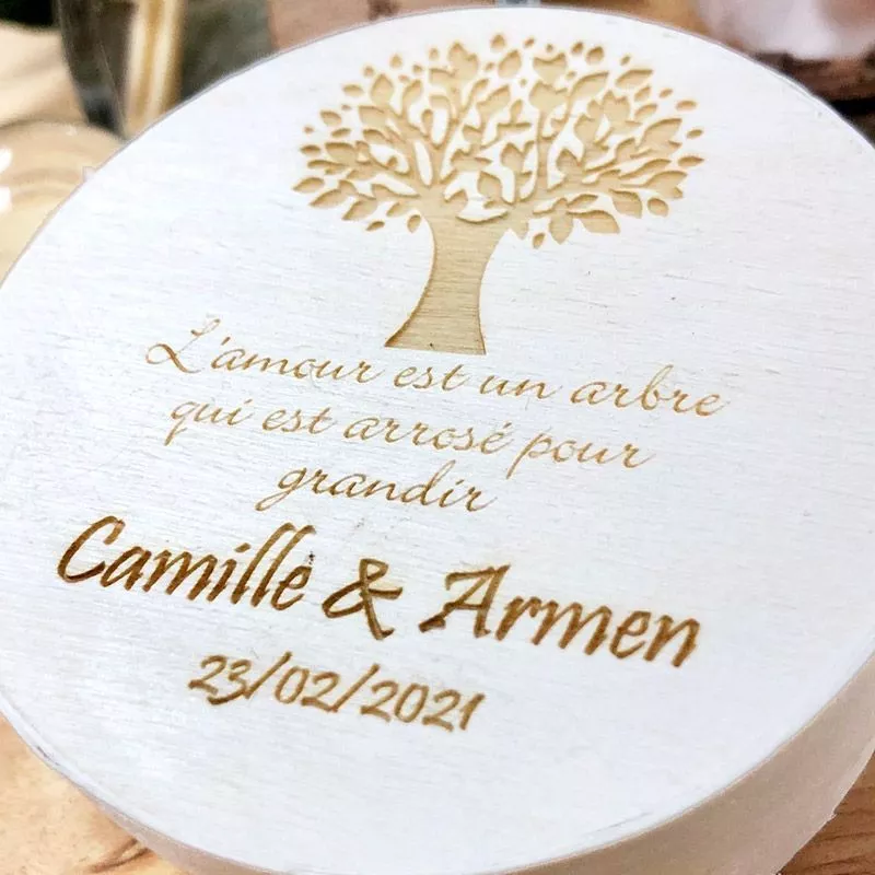 Boite gravée mariage Citation Arbre