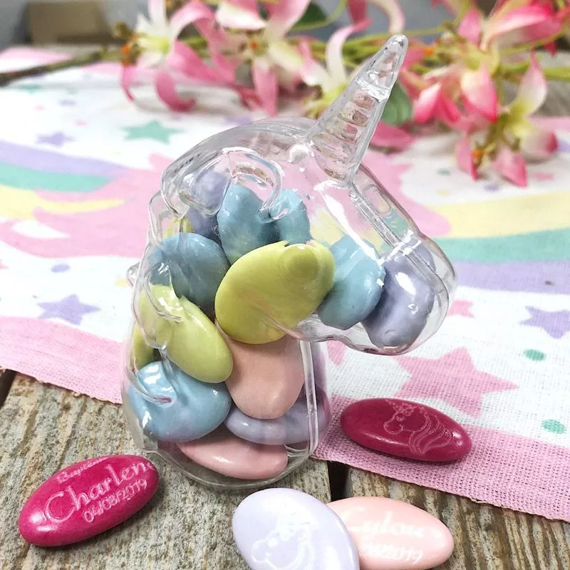 Boite dragées Licorne plexi