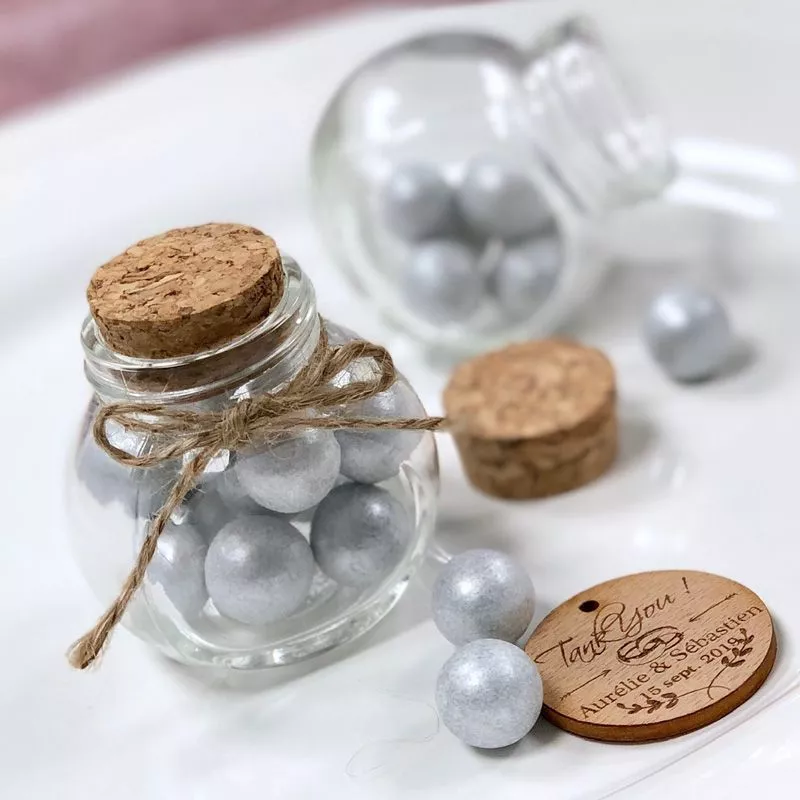 Petit pot bocal dragées verre Rond