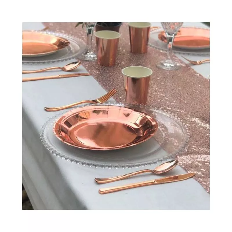 Assiette jetable Ø23cm Ronde (lot 6) - Rose Gold