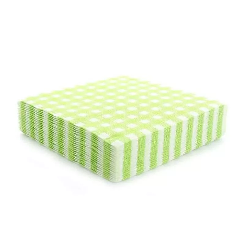 Serviette jetable vichy vert, lot de 20  pièces (2 plis)