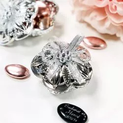 Boite Dragées Fleur coffret argentée (lot de 6)