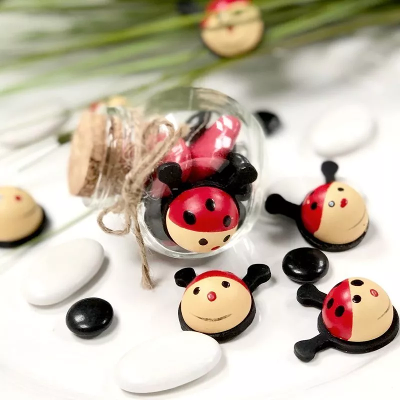 24 coccinelles en bois à coller