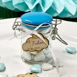 Mini Pot dragées Confiture Verre et Céramique - Bleu